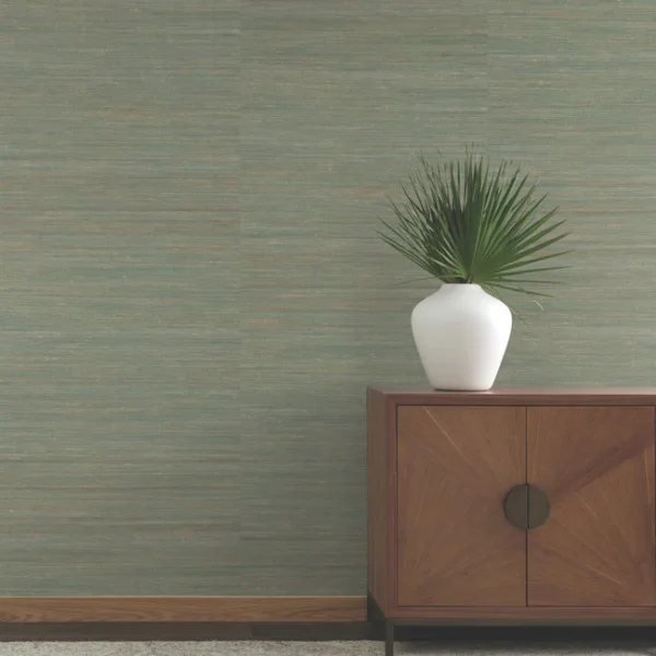 Woven Ramie wallcovering by Carlisle and Co in sage